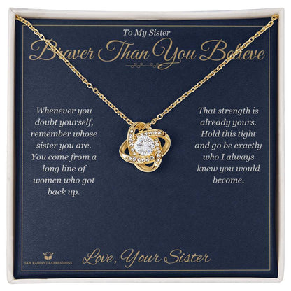 Thoughtful love knot necklace gift for sister