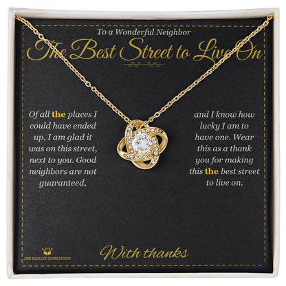 Thoughtful love knot necklace gift for neighbor
