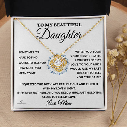 What does a Love Knot Daughter Necklace with Message Card mean - gift for her