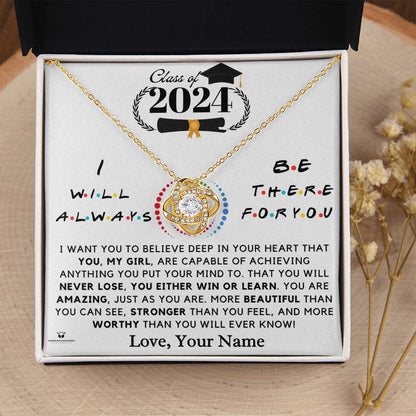 Love Knot Necklace engraved with your own words for her