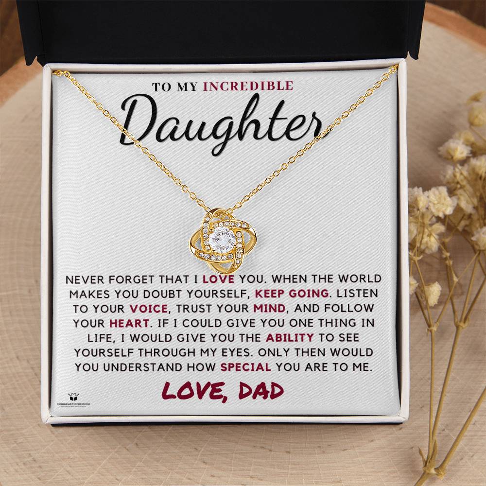 Believe in Yourself: A Father's Guidance for His Daughter - Love Knot Necklace