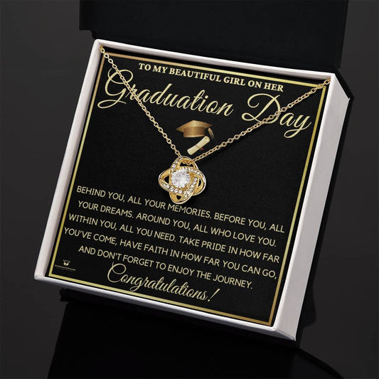 To My Beautiful Daughter on Her Graduation Day: A Journey of Love and Achievement - Love Knot Necklace