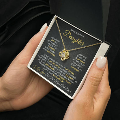 Love Knot Necklace engraved with your own words for them