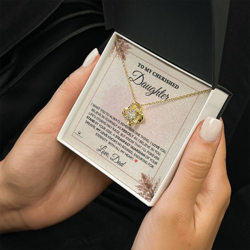 To My Cherished Daughter - A Father's Everlasting Love - Love Knot Necklace