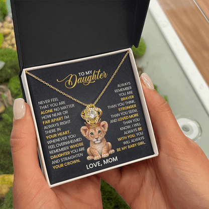 Love Knot Necklace engraved with your own words for daughter from mom