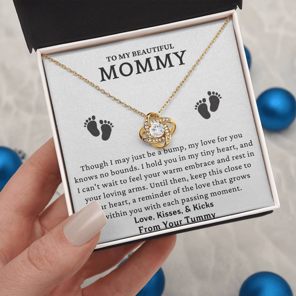 To My Beautiful Mommy - A Precious Message from Your Little One - Love Knot Necklace