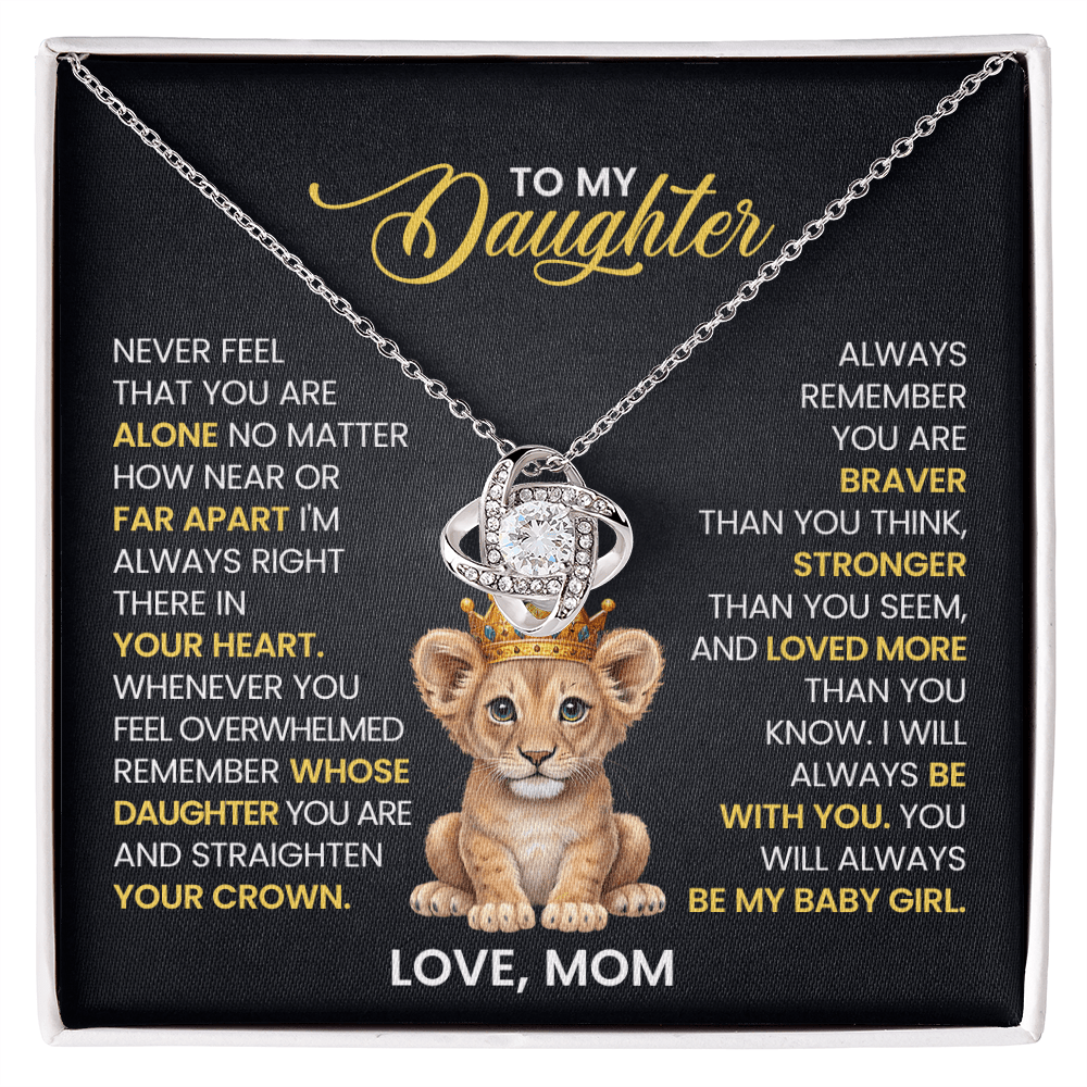 Love Knot Necklace for Daughter from Mom: Always Remember You Are Braver, Stronger, Loved – Mother-Daughter Bond Keepsake Jewelry Gift