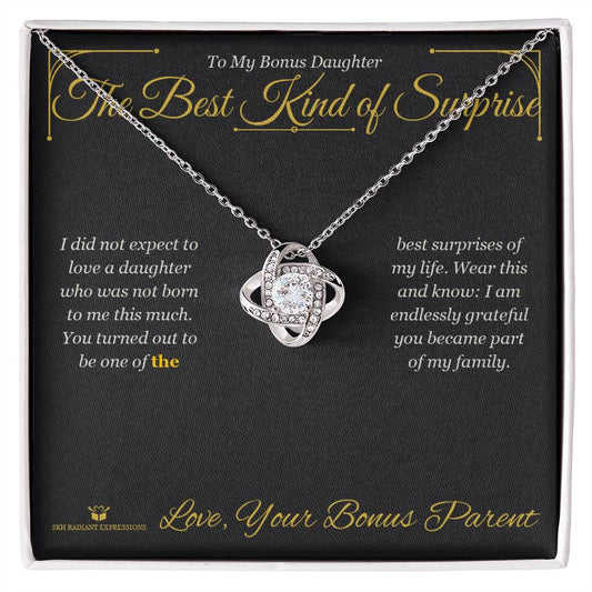 The Best Kind of Surprise - Love Knot Necklace for Stepdaughter - personalized keepsake gift from SKH Radiant Expressions