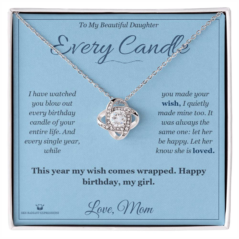 Every Candle - Love Knot Necklace for Daughter - personalized keepsake gift from SKH Radiant Expressions