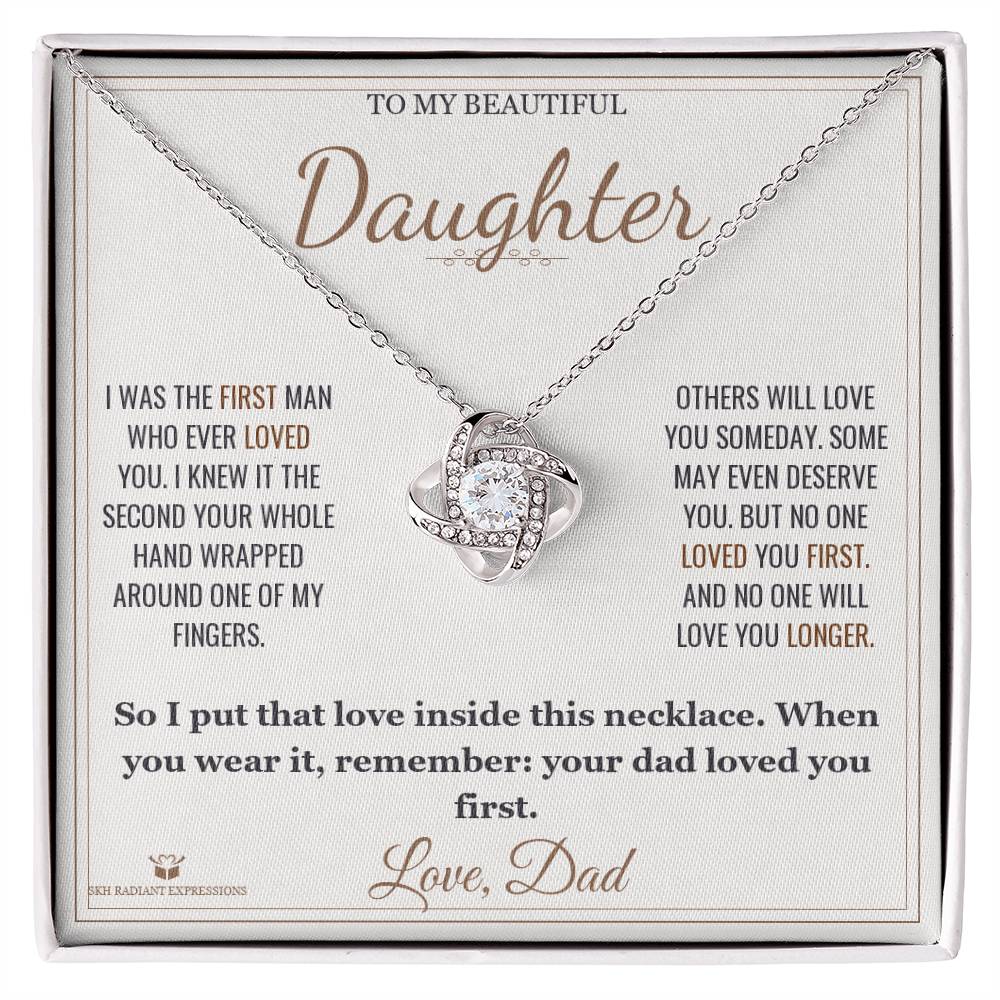 The First Man Love Knot Necklace for Daughter - personalized keepsake gift from SKH Radiant Expressions