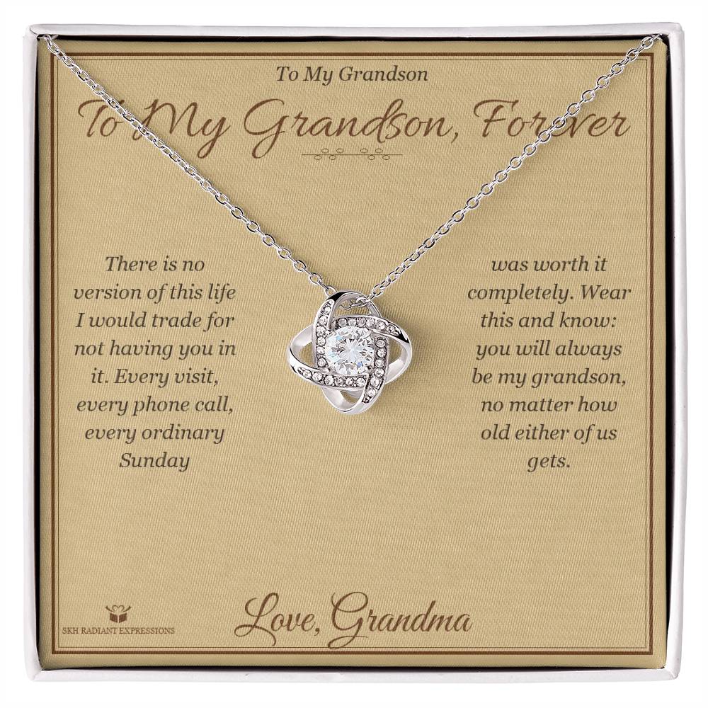 To My Grandson, Forever - Love Knot Necklace for Grandson