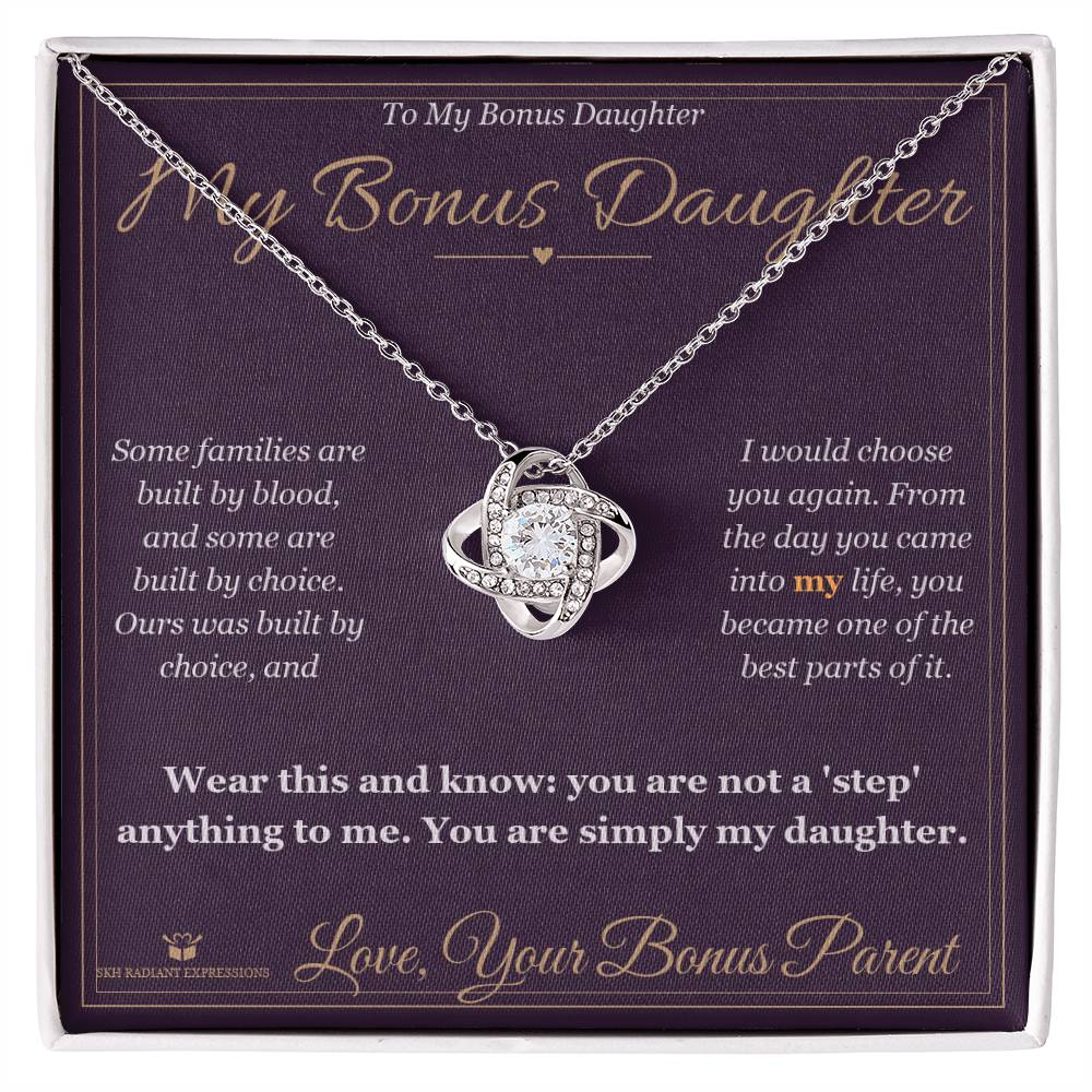 My Bonus Daughter - Love Knot Necklace for Stepdaughter - personalized keepsake gift from SKH Radiant Expressions