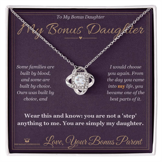 My Bonus Daughter - Love Knot Necklace for Stepdaughter - personalized keepsake gift from SKH Radiant Expressions