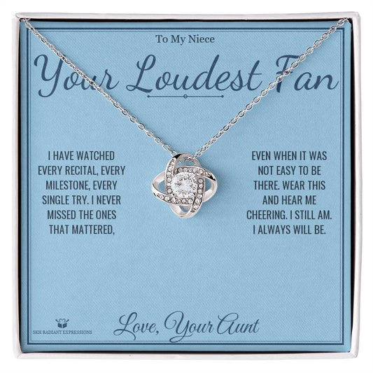 Your Loudest Fan - Love Knot Necklace for Niece - personalized keepsake gift from SKH Radiant Expressions