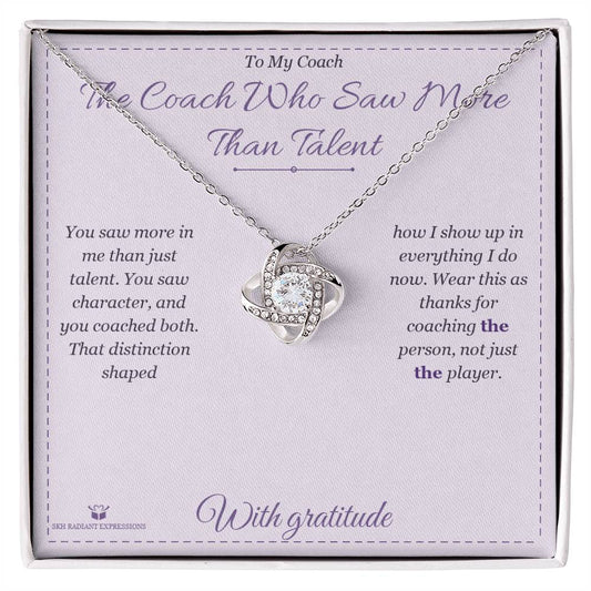 The Coach Who Saw More Than Talent - Love Knot Necklace for Coach - personalized keepsake gift from SKH Radiant Expressions