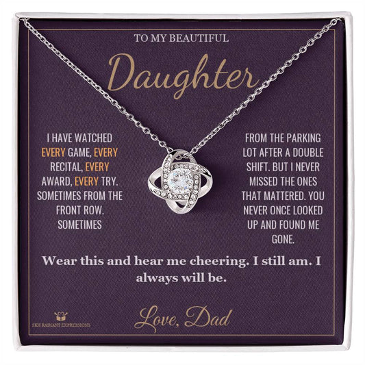 Your Loudest Fan - Love Knot Necklace for Daughter - personalized keepsake gift from SKH Radiant Expressions