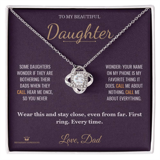 Answer On the First Ring - Love Knot Necklace for Daughter - personalized keepsake gift from SKH Radiant Expressions