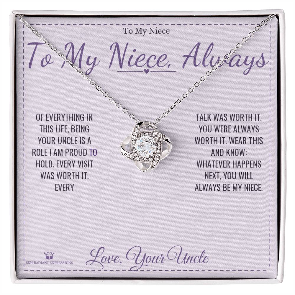 To My Niece, Always - Love Knot Necklace for Niece - personalized keepsake gift from SKH Radiant Expressions