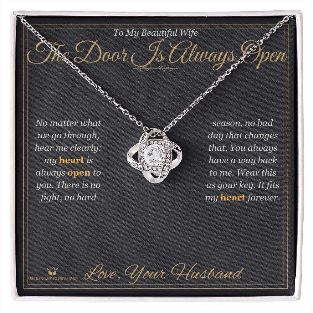 The Door Is Always Open - Love Knot Necklace for Wife - personalized keepsake gift from SKH Radiant Expressions