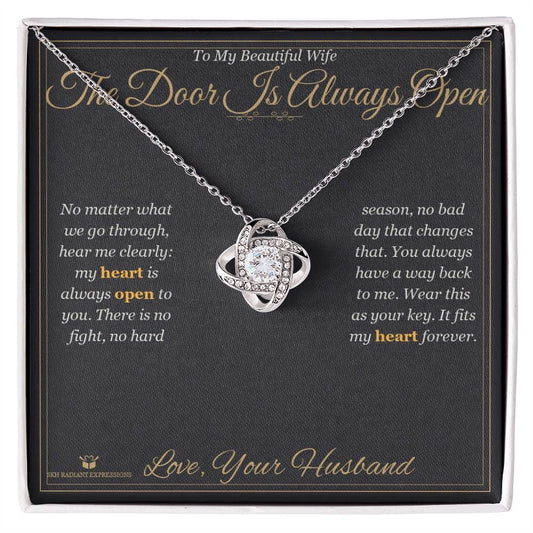 The Door Is Always Open - Love Knot Necklace for Wife - personalized keepsake gift from SKH Radiant Expressions