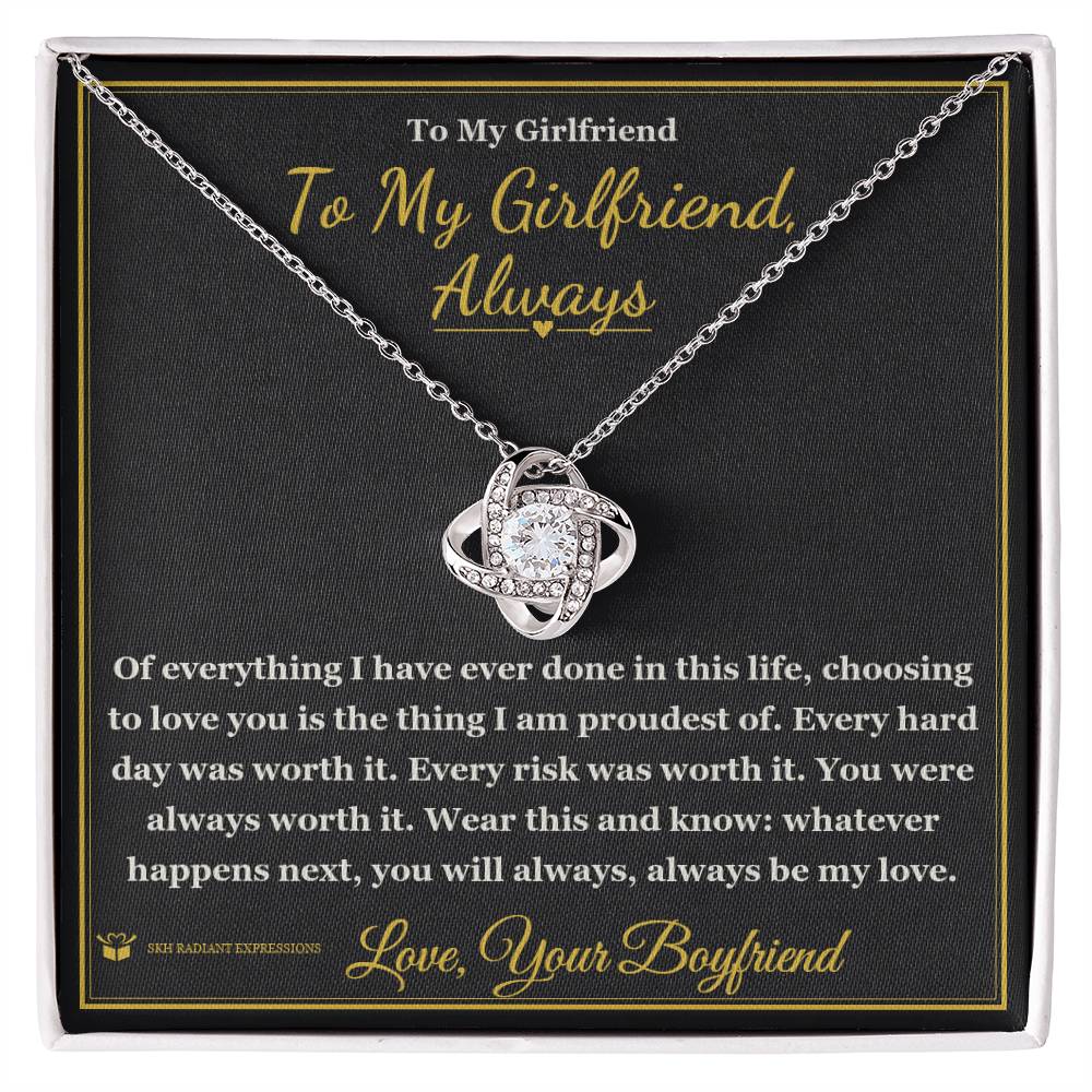 Custom name-personalized Love Knot Necklace gift for girlfriend