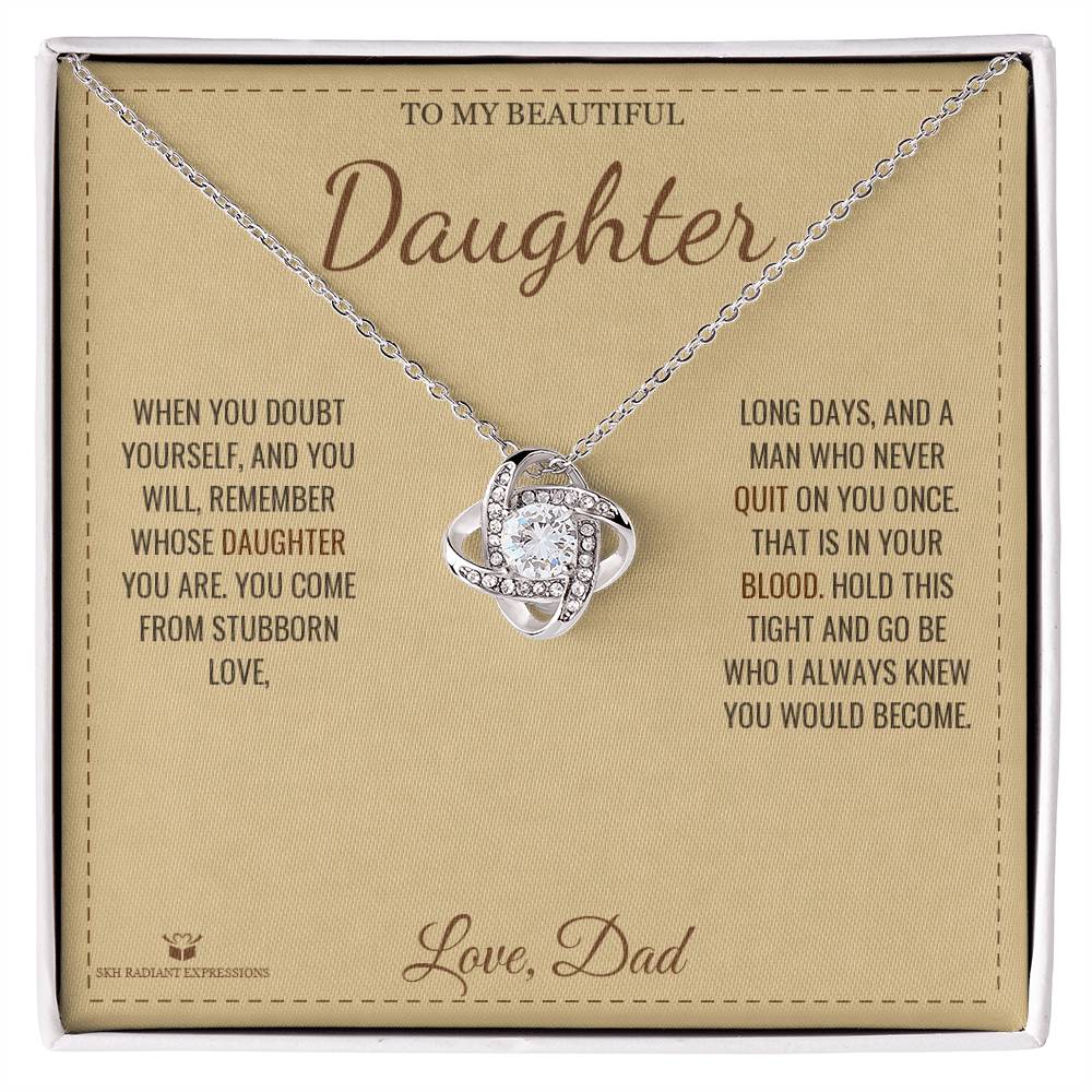 Braver Than You Know - Love Knot Necklace for Daughter - personalized keepsake gift from SKH Radiant Expressions