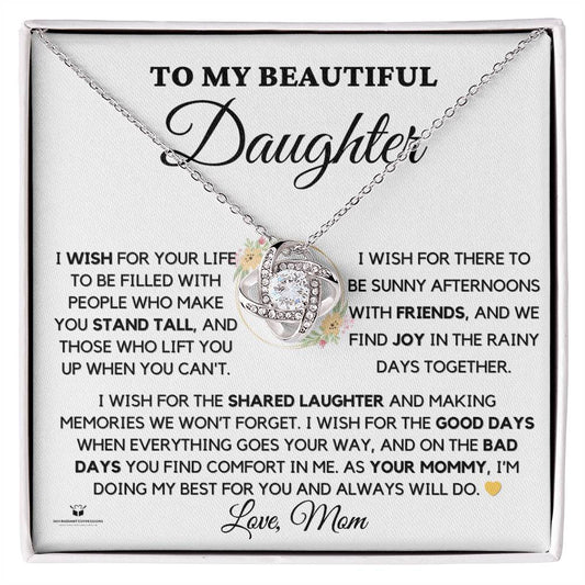 To My Beautiful Daughter - Wishes from a Mother's Heart - Love Knot Necklace