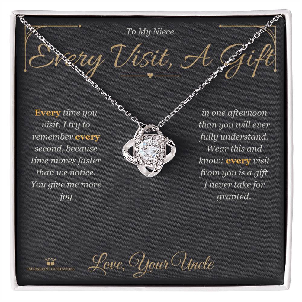Every Visit, A Gift - Love Knot Necklace for Niece - personalized keepsake gift from SKH Radiant Expressions