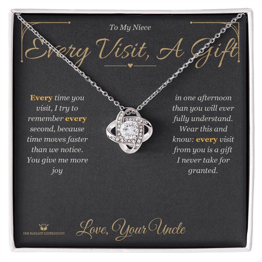 Every Visit, A Gift - Love Knot Necklace for Niece - personalized keepsake gift from SKH Radiant Expressions