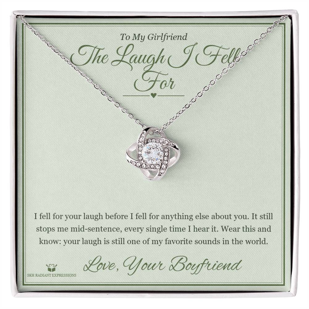 The Laugh I Fell For - Love Knot Necklace with Red Rose Box for Girlfriend