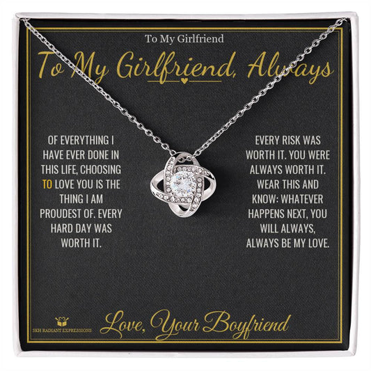 To My Girlfriend, Always - Love Knot Necklace for Girlfriend - personalized keepsake gift from SKH Radiant Expressions