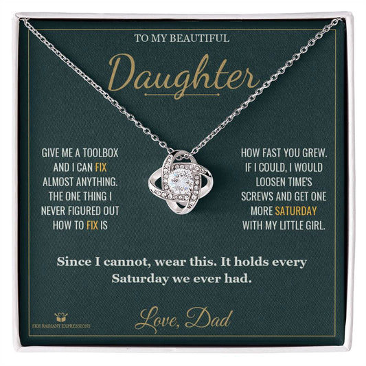 I Can Fix Anything But Time - Love Knot Necklace for Daughter - personalized keepsake gift from SKH Radiant Expressions