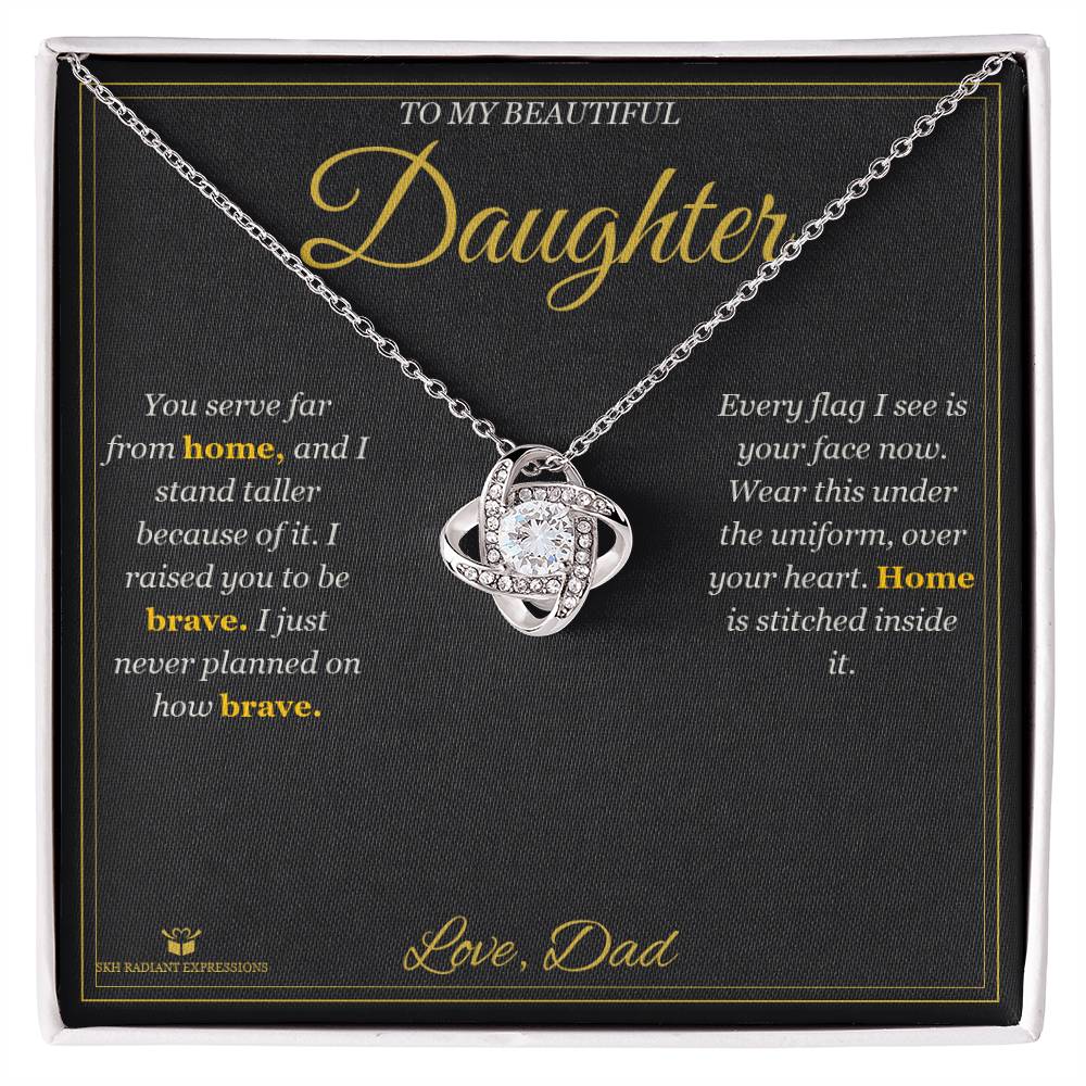 Far From Home, Never From Heart - Love Knot Necklace for Daughter - personalized keepsake gift from SKH Radiant Expressions