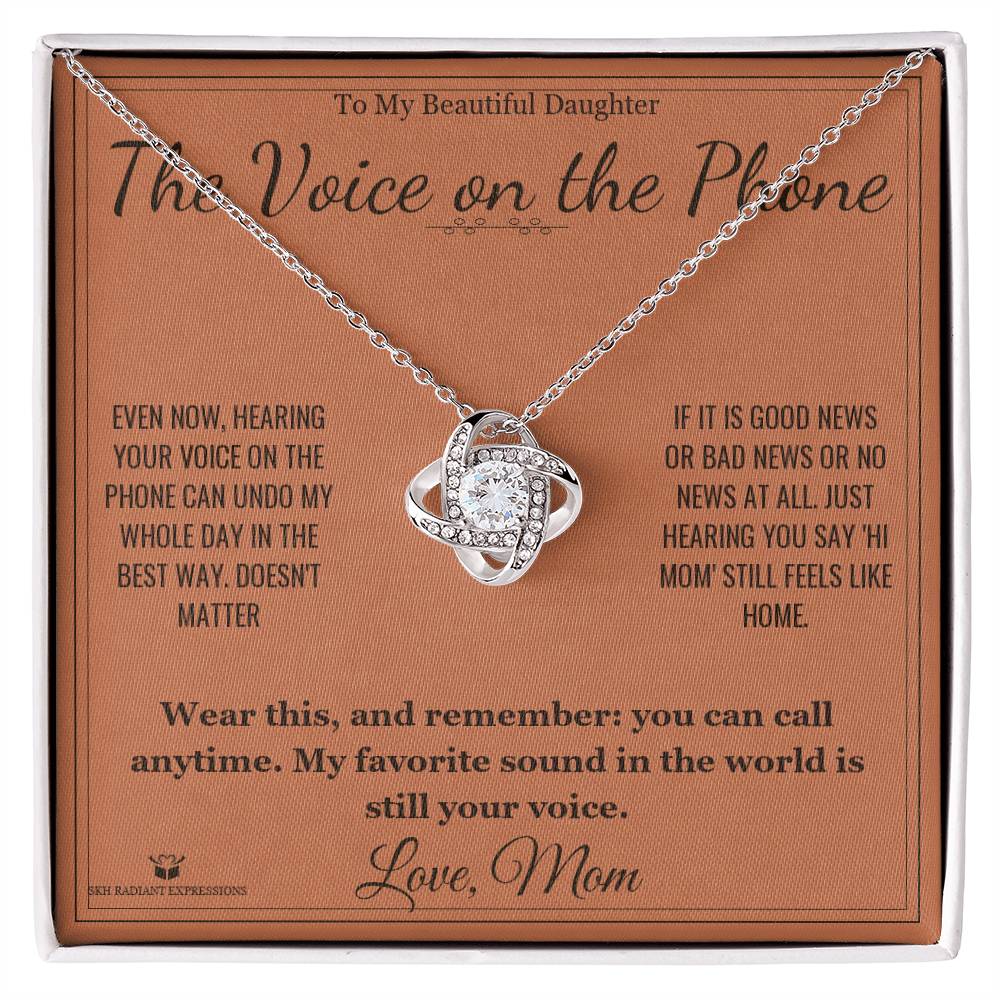 The Voice on the Phone - Love Knot Necklace for Daughter - personalized keepsake gift from SKH Radiant Expressions