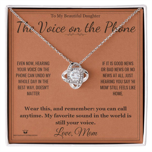 The Voice on the Phone - Love Knot Necklace for Daughter - personalized keepsake gift from SKH Radiant Expressions
