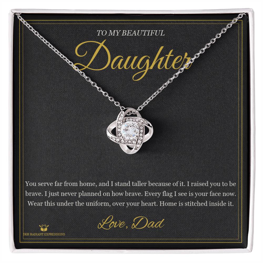 Far From Home, Never From Heart - Love Knot Necklace for Daughter