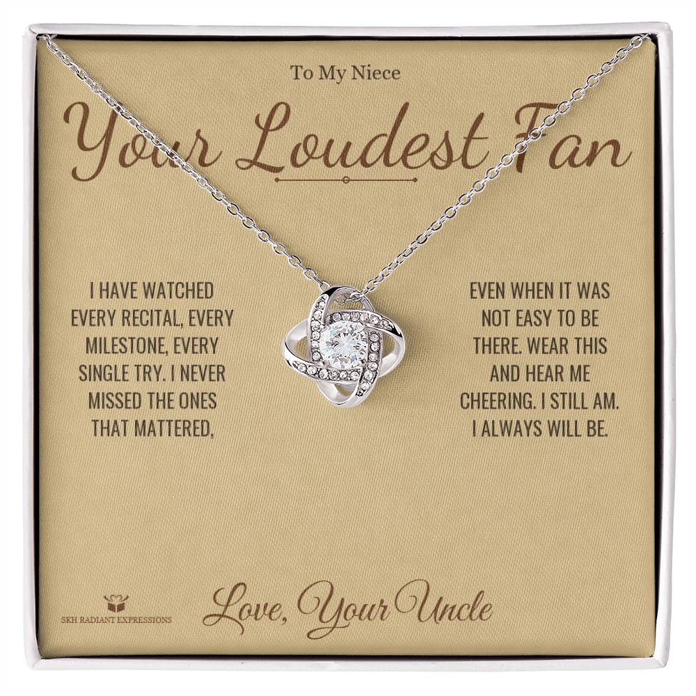 Your Loudest Fan - Love Knot Necklace for Niece - personalized keepsake gift from SKH Radiant Expressions