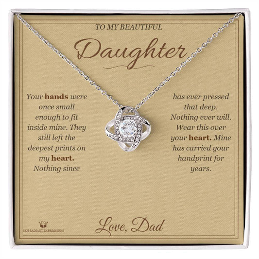 Small Hands, Deep Prints - Love Knot Necklace for Daughter - personalized keepsake gift from SKH Radiant Expressions
