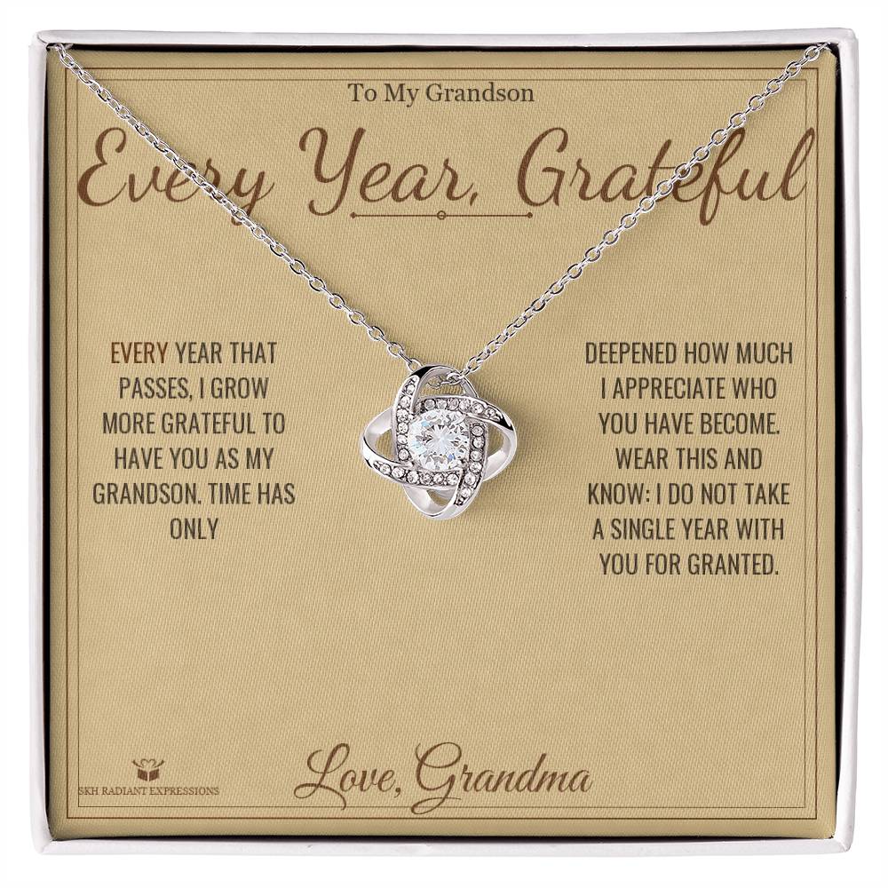 Every Year, Grateful - Love Knot Necklace for Grandson - personalized keepsake gift from SKH Radiant Expressions