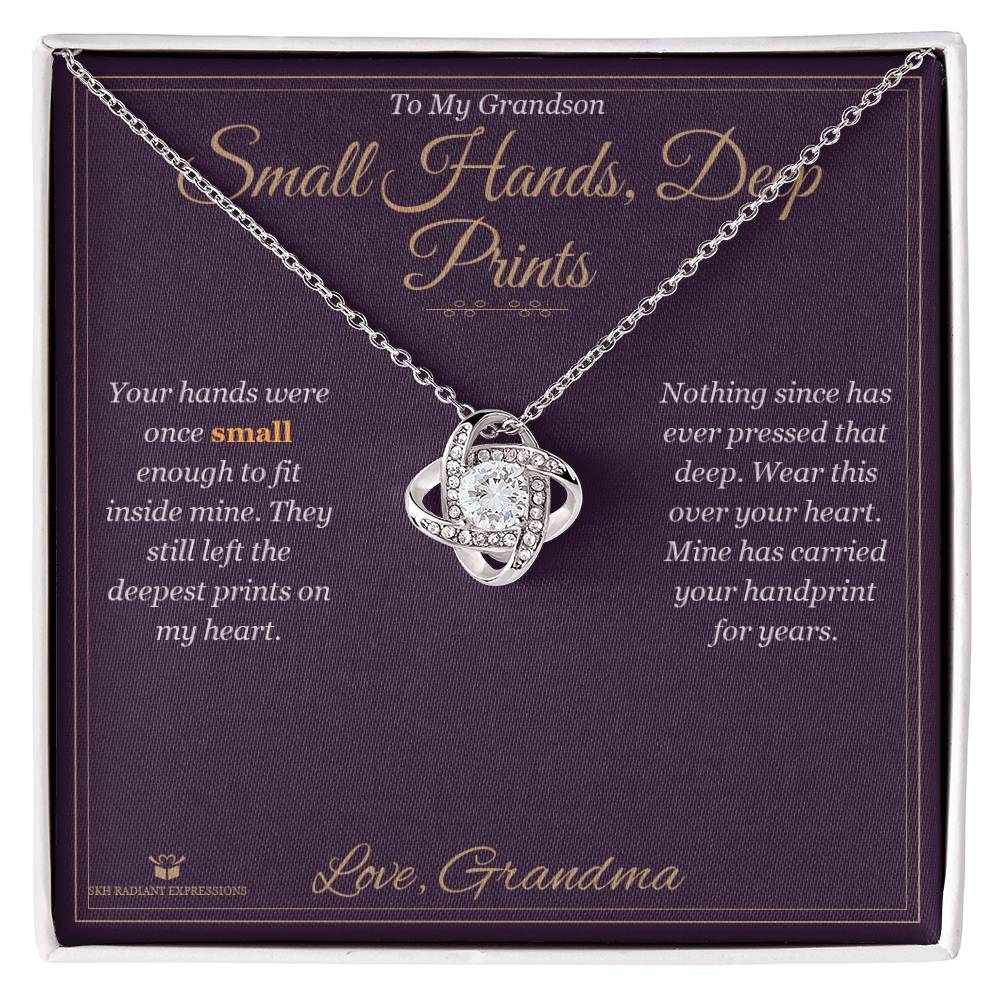 Small Hands, Deep Prints - Love Knot Necklace for Grandson - personalized keepsake gift from SKH Radiant Expressions