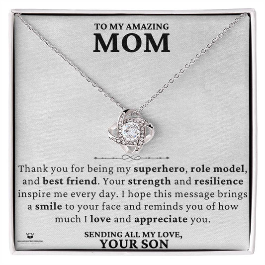 A Son's Loving Message to His Superhero Mom - Love Knot Neckalce