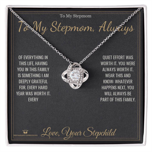 To My Stepmom, Always - Love Knot Necklace for Stepmom - personalized keepsake gift from SKH Radiant Expressions