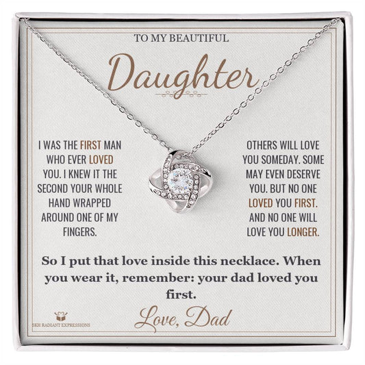 The First Man - Love Knot Necklace for Daughter - personalized keepsake gift from SKH Radiant Expressions