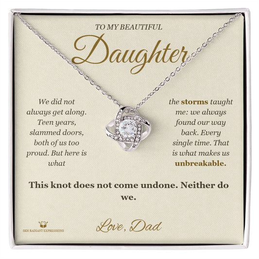 Through the Storms - Love Knot Necklace for Daughter - personalized keepsake gift from SKH Radiant Expressions