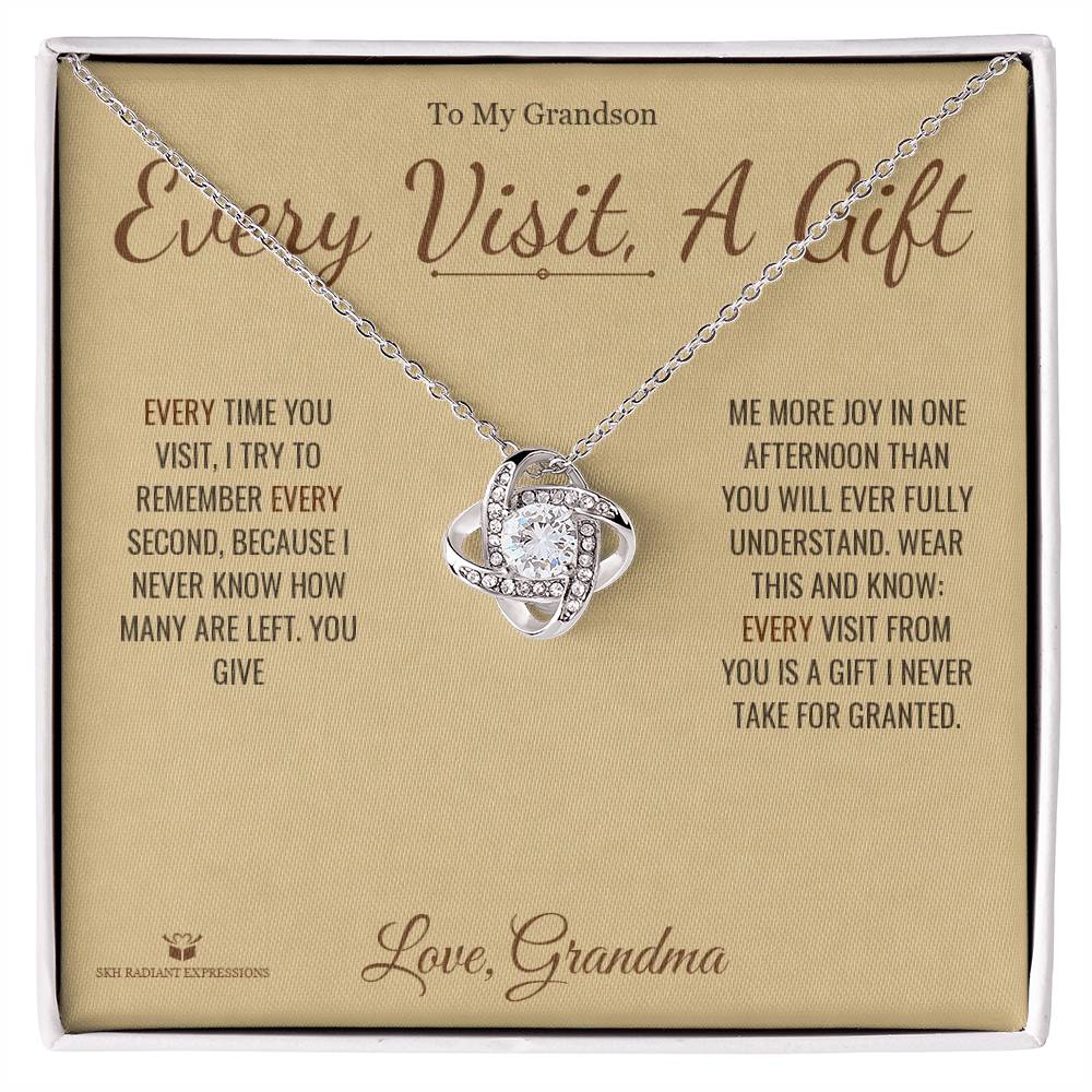 Every Visit, A Gift - Love Knot Necklace for Grandson - personalized keepsake gift from SKH Radiant Expressions