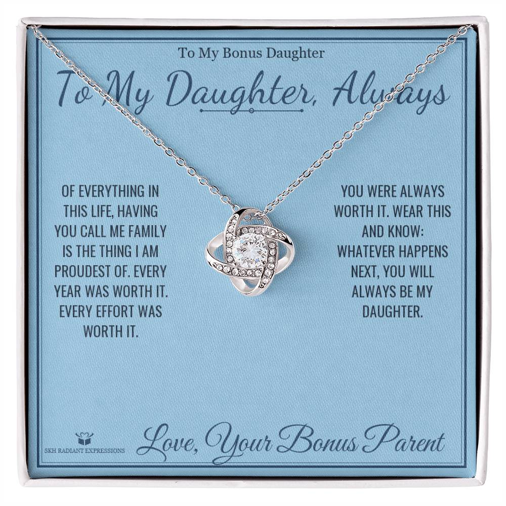 To My Daughter, Always - Love Knot Necklace for Stepdaughter - personalized keepsake gift from SKH Radiant Expressions