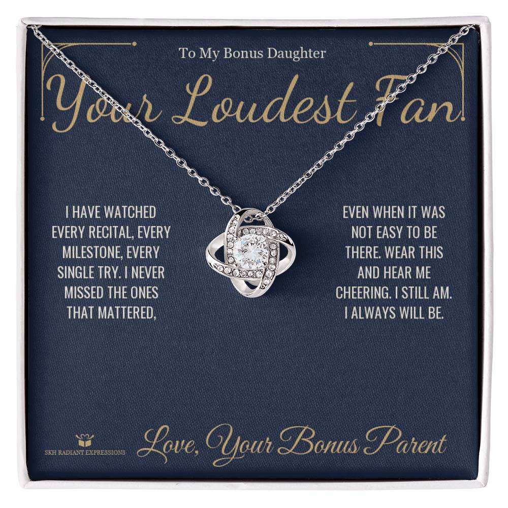 Your Loudest Fan - Love Knot Necklace for Stepdaughter - personalized keepsake gift from SKH Radiant Expressions
