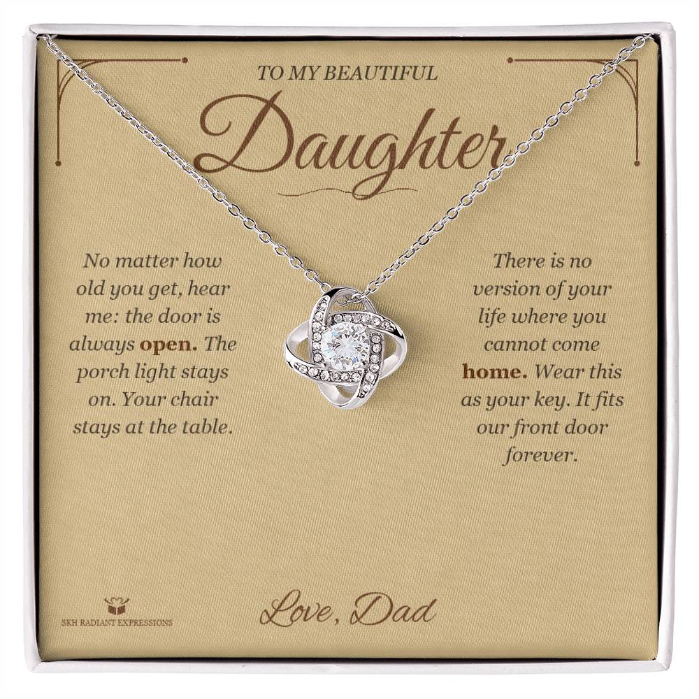 The Door Is Always Open - Love Knot Necklace for Daughter - personalized keepsake gift from SKH Radiant Expressions