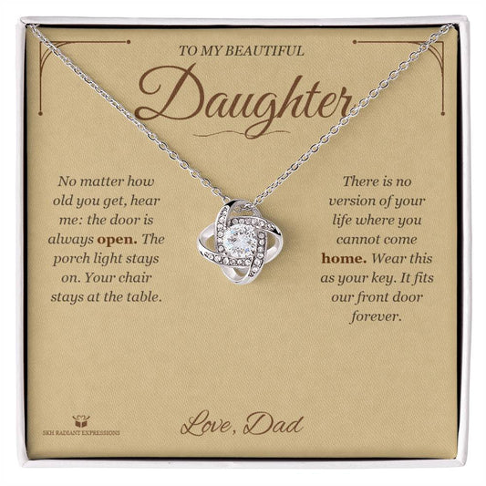 The Door Is Always Open - Love Knot Necklace for Daughter - personalized keepsake gift from SKH Radiant Expressions