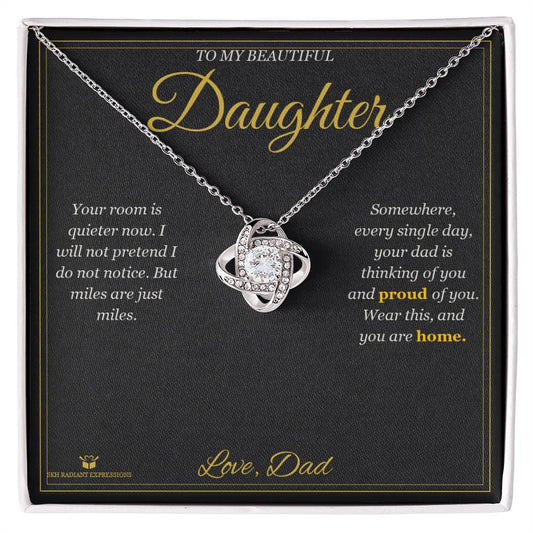 The Miles Between Us - Love Knot Necklace for Daughter - personalized keepsake gift from SKH Radiant Expressions